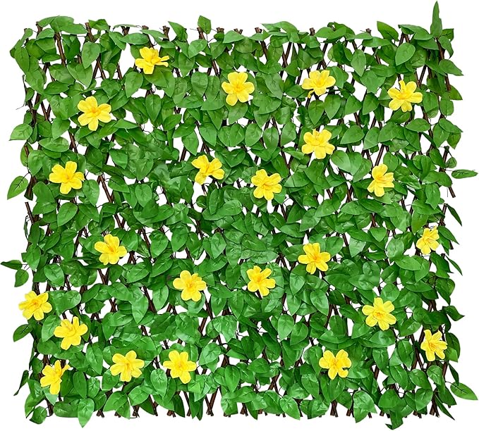 Expandable Fence Privacy Screen for Balcony Patio Outdoor,Decorative Faux Ivy Fencing Panel,Artificial Hedges (Single Sided Leaves)