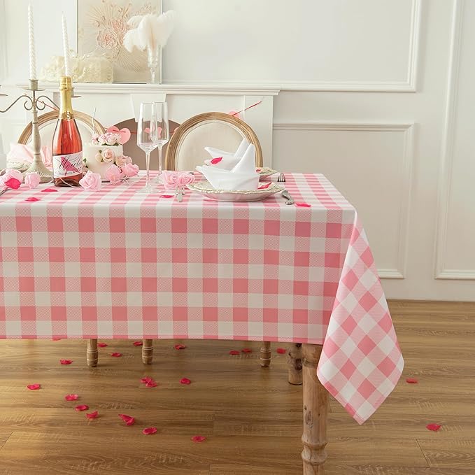 Waterproof Plaid Tablecloth Fabric - Square 58x58 Inch Classic Gingham Checker Table Cloth for Indoor/Outdoor Use - Buffalo Table Cover for Picnics, BBQs, and Parties