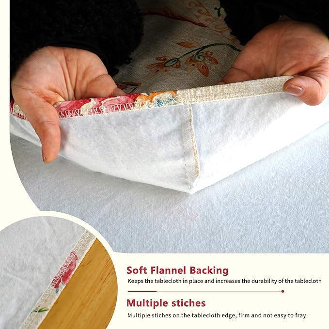 Rectangle Picnic Table Cloth, Elastic Waterproof Fitted Vinyl Tablecloths for 5 Foot Tables, Wipeable Flannel Backed Table Covers for Dining, Camping, Outdoor(Songbird,30"x60")