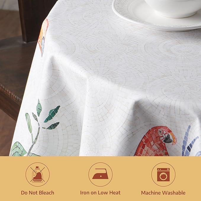 Maison d'Hermine Premium Table Cloth Round Table 100% Cotton 70 Inches Tablecloth Reusable Decorative Everyday Use for Dining Room, Farmhouse, Home, Party, Festive & Wedding - Mosaic