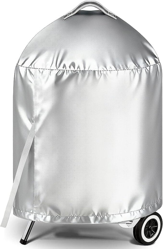 iCOVER Grill Cover for Weber 22 Inch Charcoal Kettle- Heavy Duty Waterproof BBQ Cover for Weber Char-Broil 22 Inch Charcoal Kettle Grills, Silver