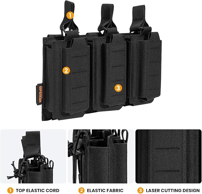 EXCELLENT ELITE SPANKER Tactical Open-Top Single/Double/Triple Molle Mag Pouch for Pistol Mag Pouch Tactical Bag Accessories Holder