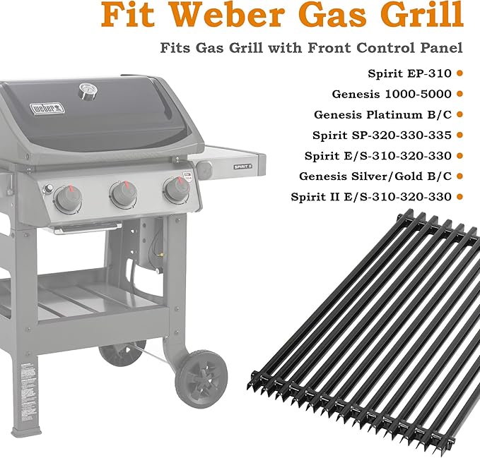 17 3/8 inch Grill Grates for Weber Spirit Grill Parts, Spirit 300 Series Grates E310 E320 E330 S310 S320 S330 Gas Grill Cooking Grids, Cast Iron Grill Grates Replacement for Weber 7525 7526