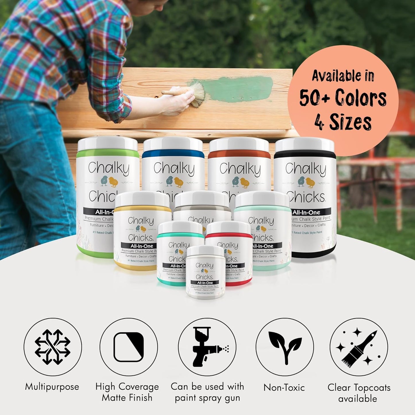 Chalky Chicks 8 Fl Oz Matte Gingers Blush Pink (Blush/Orange) Chalk Paint for Furniture Without Sanding - No Prep Furniture Paint No Sanding All in One for Crafts, Walls, Cabinet, Metal, Dresser