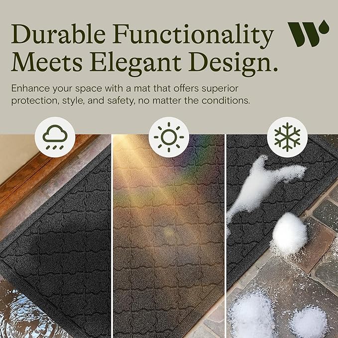 WaterHog Heavy Duty Doorway Mat, 2' x 3', Made in USA, Durable & Skid-Resistant Entryway Mat, Water-Trapping, Indoor/Outdoor Decorative Floor Covering, Cordova Collection, Charcoal