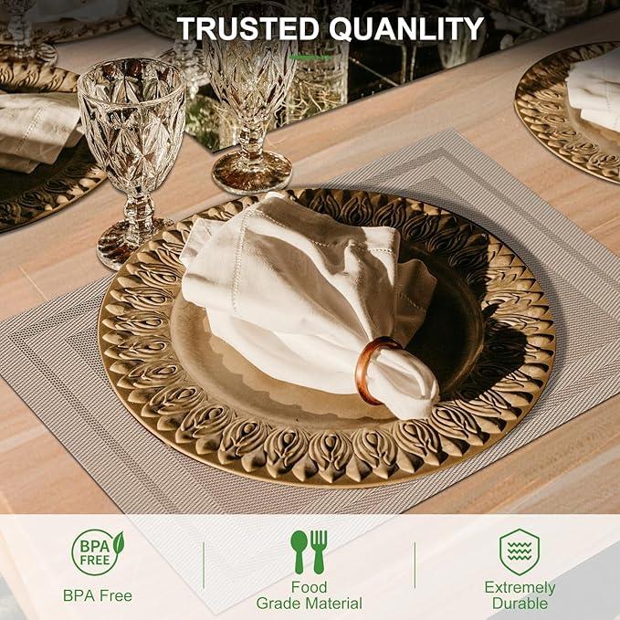 BETEAM Placemats Set of 8, Woven Vinyl Placemat for Dining Table Washable Wipeable Kitchen Place Mats Durable Indoor Outdoor Table Mats