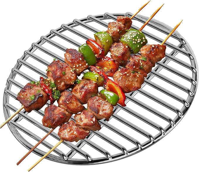 Grill Grates Replacement 13 Inch Heat-Resistant Stainless Steel Round Grill Grate, Portable Easy to Clean Baking Tray for Camping, Picnic, Garden