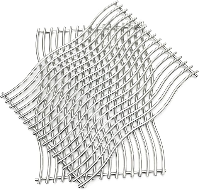 17-3/4" Stainless Steel 2 Waved Cooking Grids Grates Replacement Parts for Napoleon Prestige 500, Pro 500, LEX 485, Gas Grill S83011
