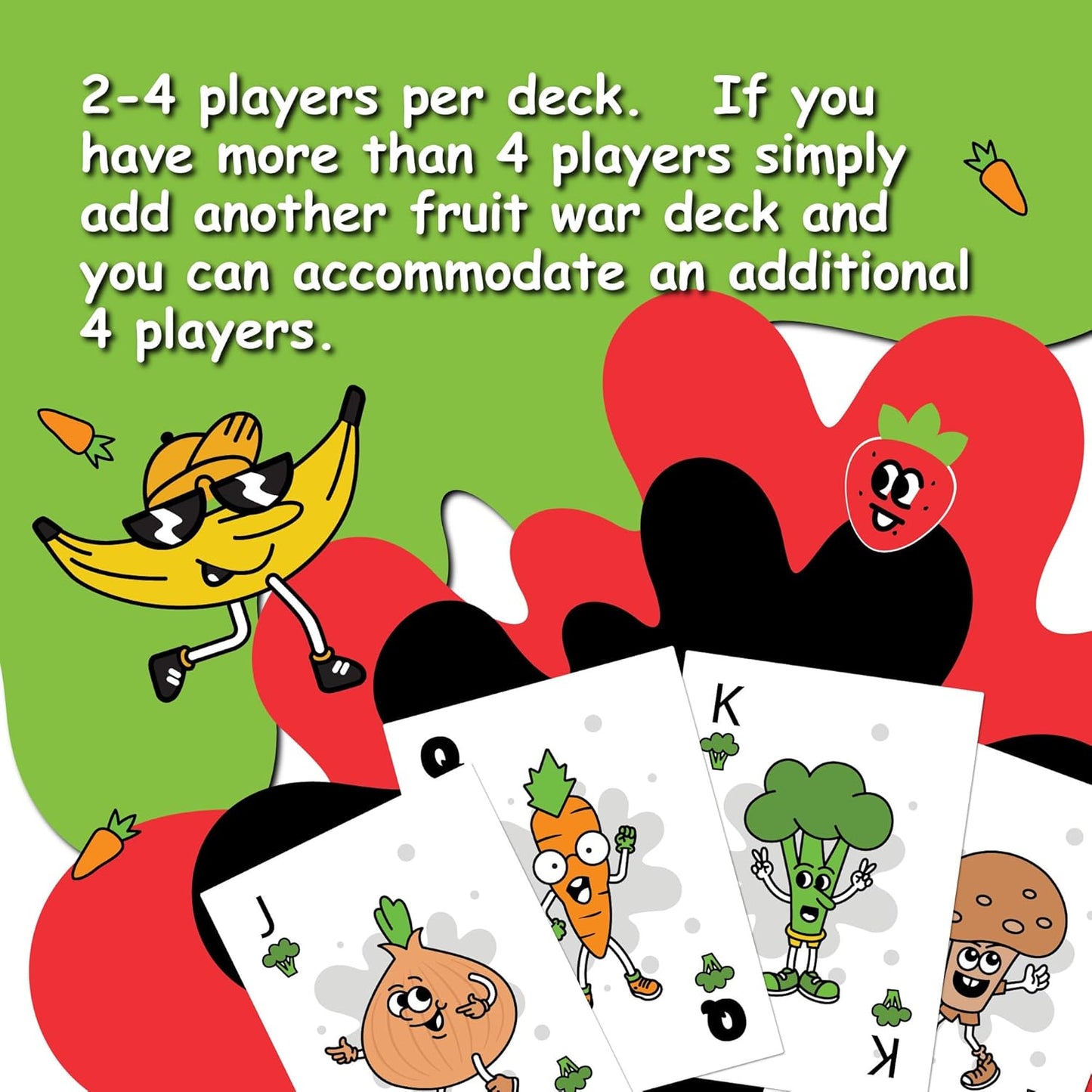 Games Fruit War, A Family Friendly Game That is a Twist on The Classic Card-Game of War, with Quicker Play, Intense Battles and Fun Character Designs. Up to 4 Players Ages 8+ (White)
