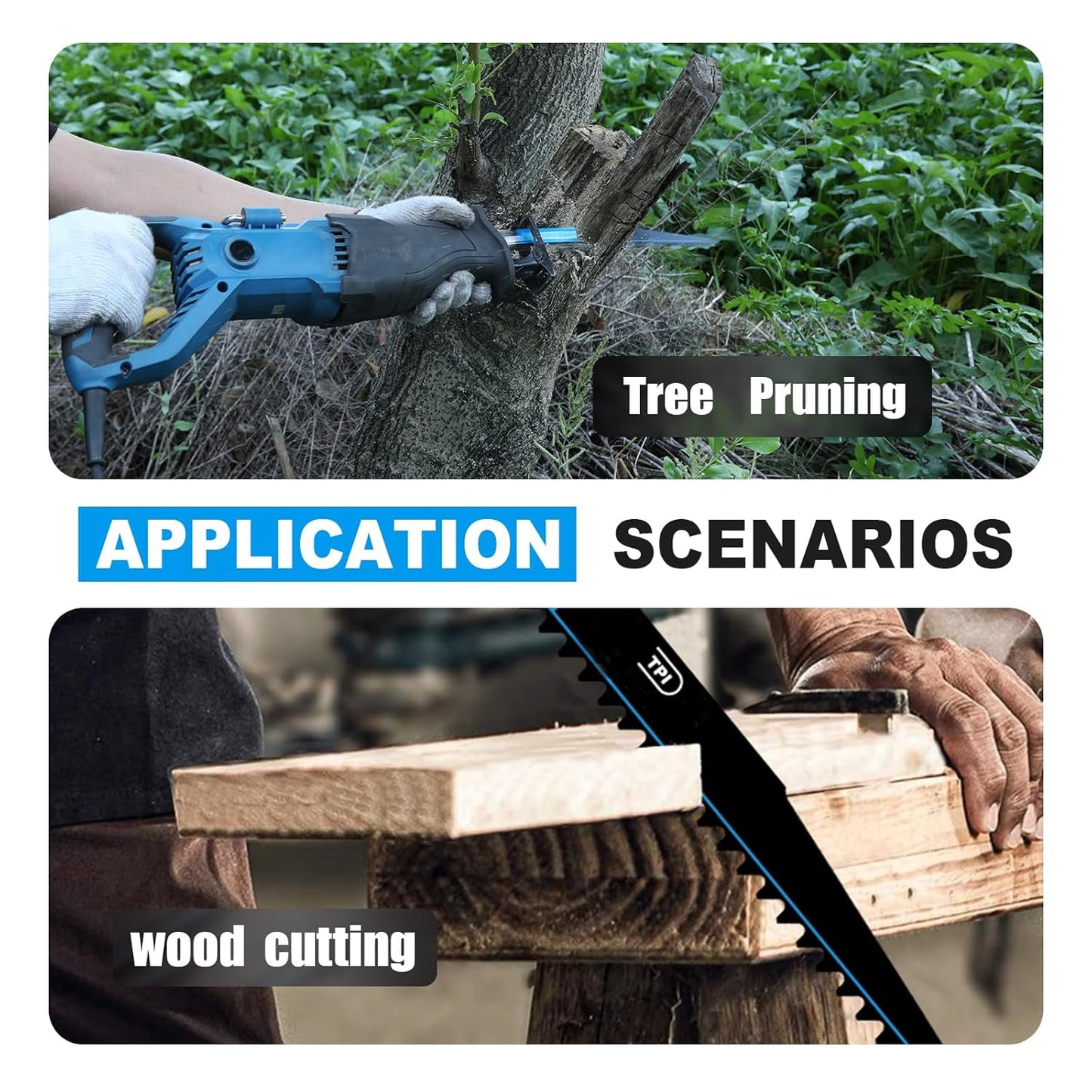 1 Pack 9 inch Reciprocating Saw Blades Set，6 TPI High Carbon Saw Blades for Wood with Nails ，Saw Blades with Organizer Case (1, 6T/9inch)