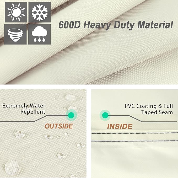 NettyPro Grill Cover for Outdoor Grill 60 inch Waterproof Heavy Duty Gas BBQ Cover for Outside Weber, Char-Broil, Brinkmann, Jenn Air, Nexgrill 3-4 Burners Barbecue, Beige