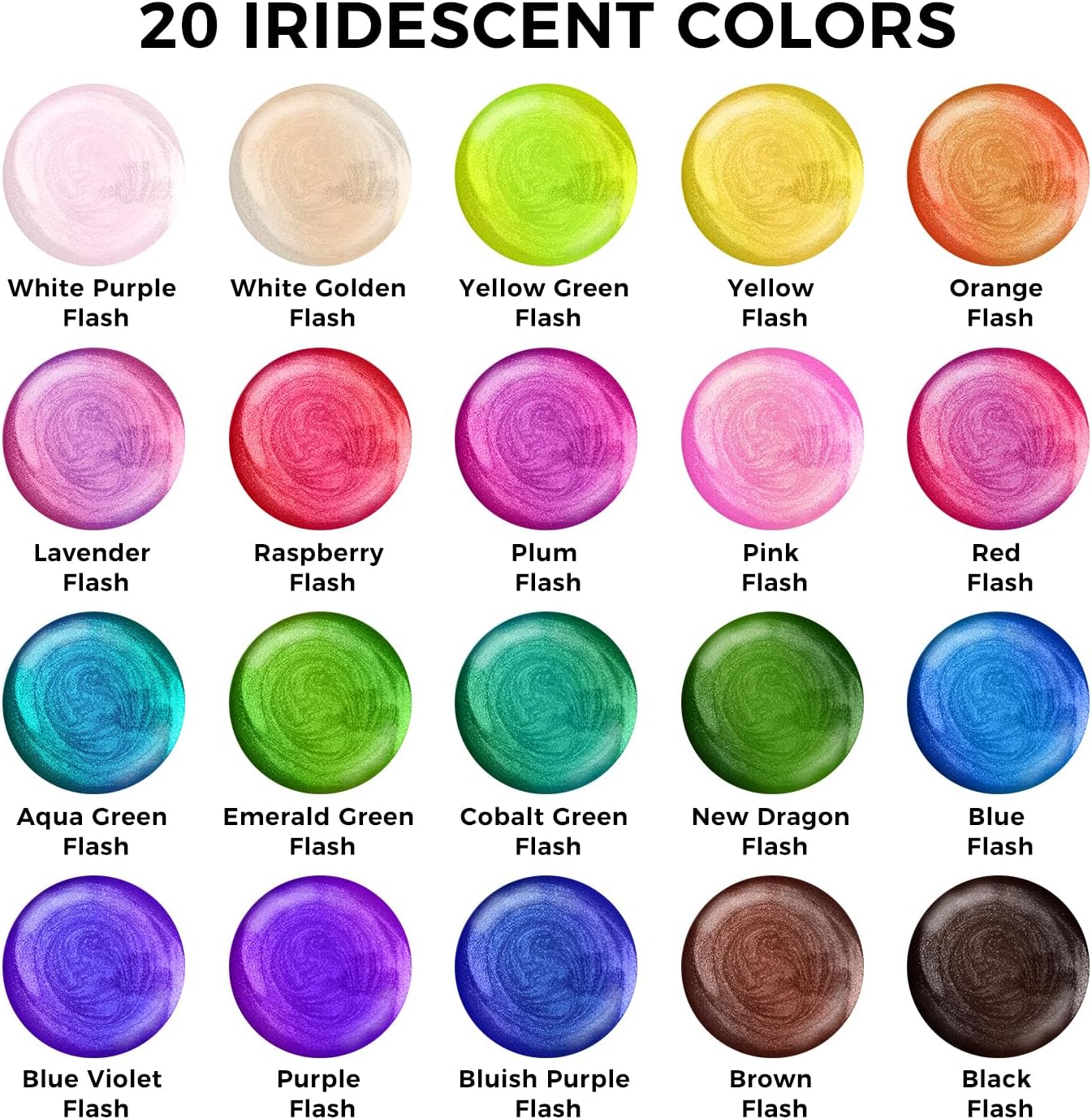 ARTME Iridescent Acrylic Paint Set, 20 Chameleon Colors in 8.45 oz/250ml Bottles, Large Bulk Color-shifting Acrylic Paint Perfect for Artists, Beginners on Canvas, Rocks, Wood, Fabric with Paint Knife