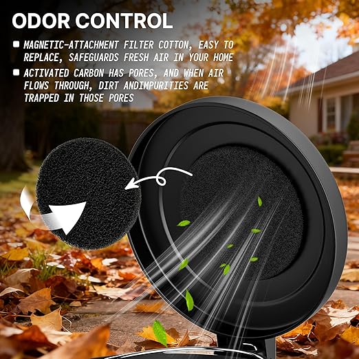 Dog Poop Trash Can Outside, 20L/5Gal Metal Outdoor Trash Can with Lid, Foot Pedal, Dog Waste Container with 20 Bags, Pet Poop Bucket with Soft Close for Backyard Odor Control, Round Black