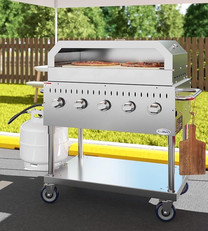 KoolMore 36 in. Commercial Outdoor Propane Grill With Pizza Oven, ETL Listed in Stainless-Steel (CGKIT3-36P)