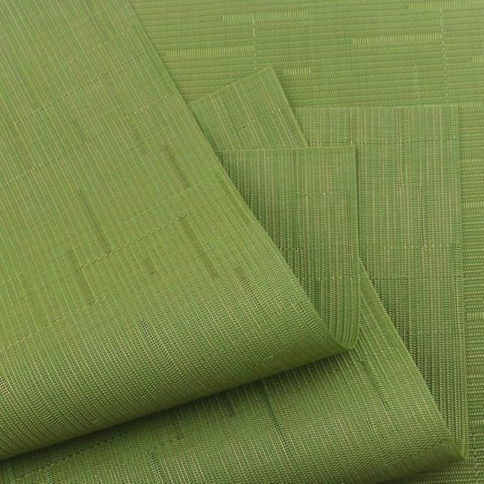 Gugrida Placemats Set of 6 Plaid Checkered Green PVC Placemat for Dining Table Durable Woven Vinyl Stain tablemats 18"X12"
