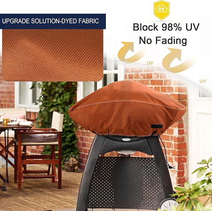 NettyPro Grill Cover for Small Q Series Grills, Waterproof Heavy Duty Portable Grill Cover for Q 1400/1000 Series and Baby Q Gas Grill, Brown