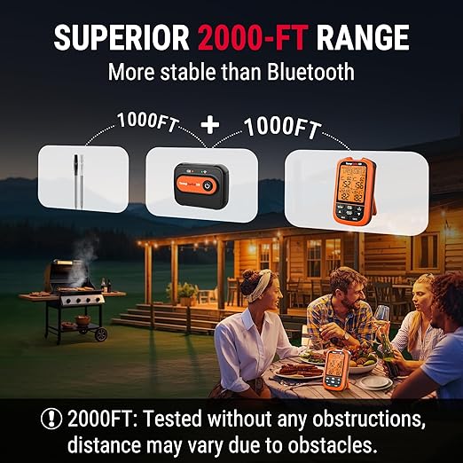 ThermoPro TempSpike 2000FT Wireless Meat Thermometer Digital with 2 Ultra-Thin Meat Probe, Grill Thermometer Wireless for Rotisserie, Smoker, BBQ, Steak Grilling Accessory, Kitchen Cooking Thermometer