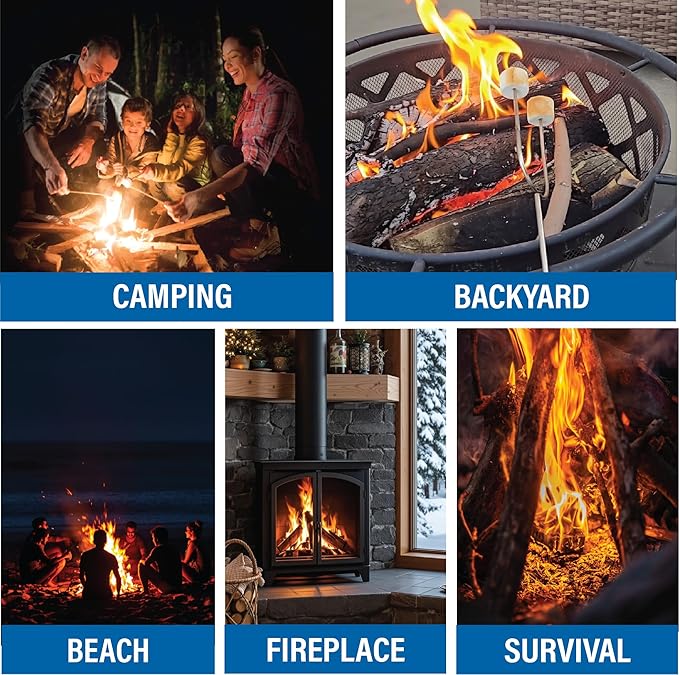 Pull Start Fire Pull String Firestarter | No Matches Required, Fire Starts in Seconds | for Campfires, Grill, Fireplace, BBQ | Lights Wet Wood, Easy to Use, Food Safe and Weather Resistant