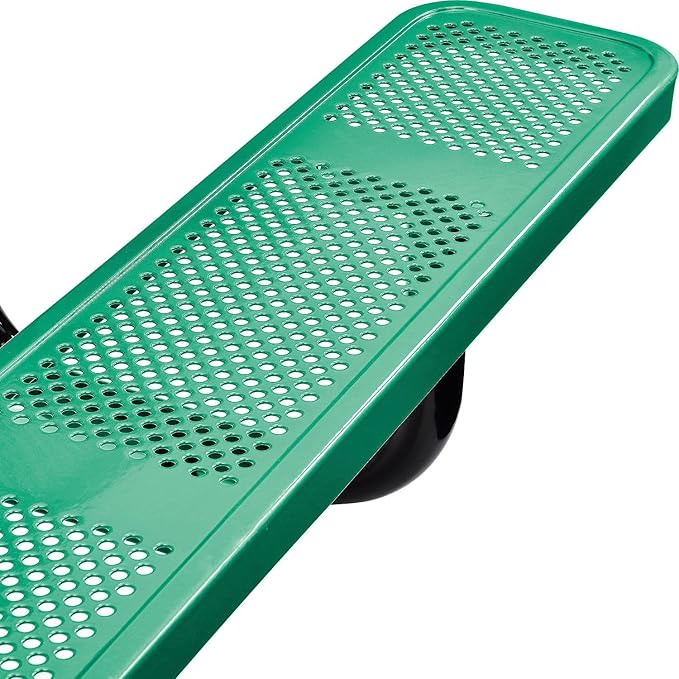 Global Industrial 72" Rectangular Picnic Table, Perforated Metal, Thermoplastic Coating, Attached Benches, 1-1/2” Umbrella Pole Hole, Outdoor-Rated, 1000 lbs Capacity, Green