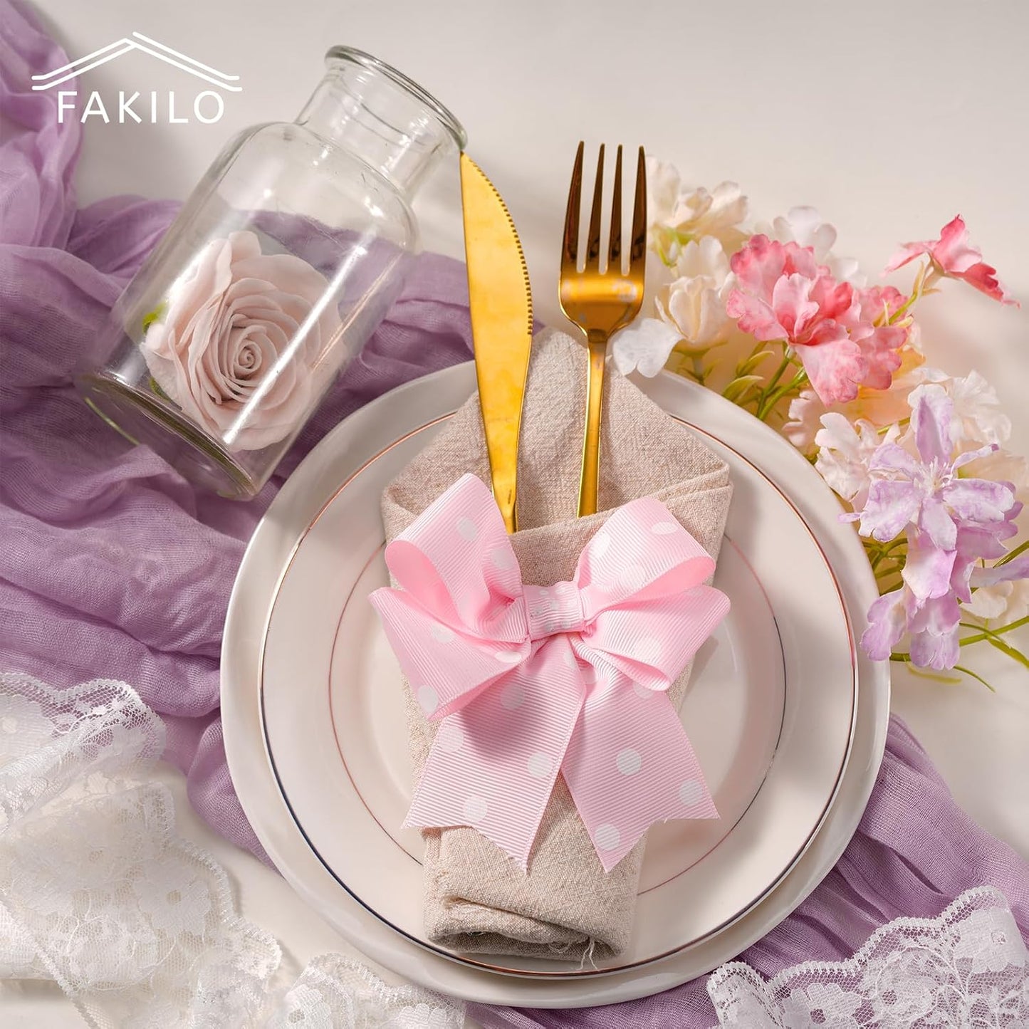 Polka Dot Grosgrain Ribbon 1.5 Inch, 25 Yards Spool Pink and White Dot Craft Ribbon for Christmas Gift Wrapping DIY Crafts Hair Bows Wedding Party Decor Sewing and Home Decoration