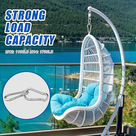 Large Carabiner Clip Hooks, 1pc 7 inch Carabiner Heavy Duty, 304 Stainless Steel Spring Snap Hook Fits Camping Hanging Hiking Weight Lifting, Metal Clips for Rope or Chain