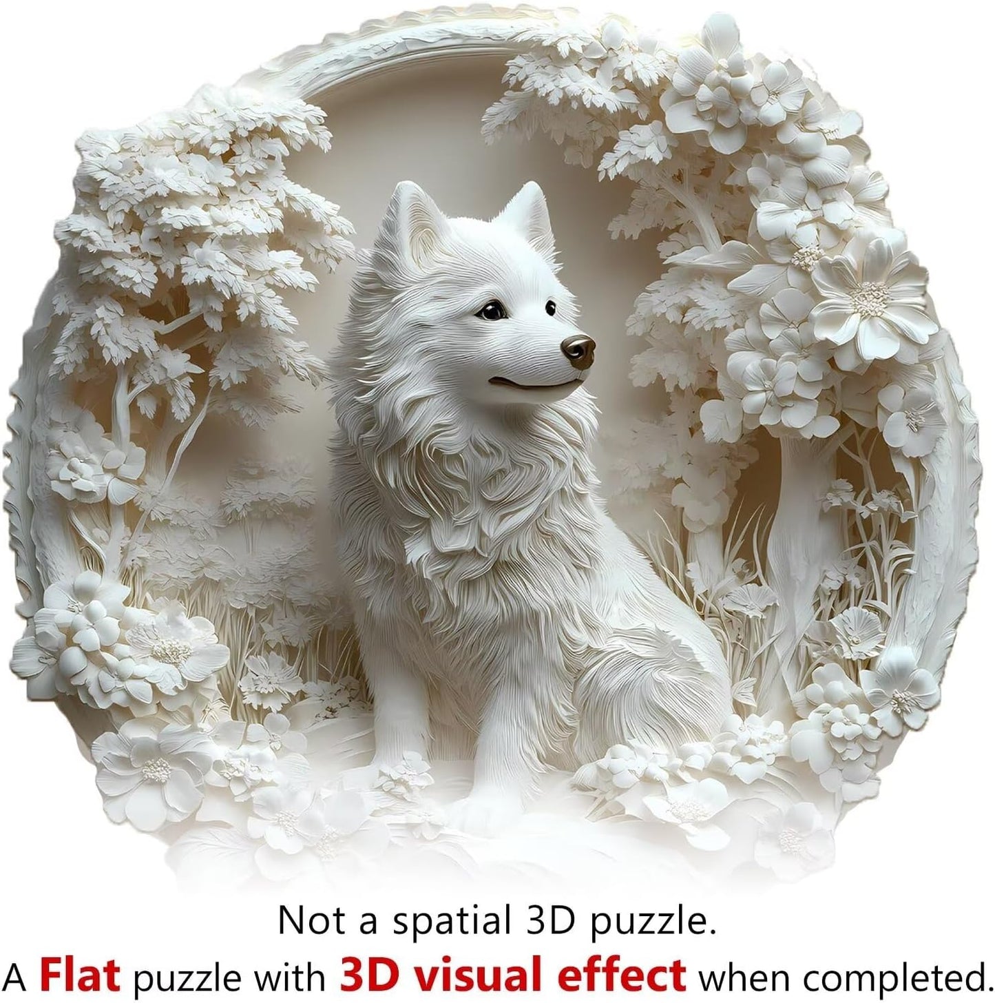 Wooden Puzzles Adults, 3D Paper Samoyed Dog Wooden Puzzles 295 Pieces, Unique Animal Shaped Wood Challenging Jigsaw Puzzles Gifts for Adults, 13.4x13.1in