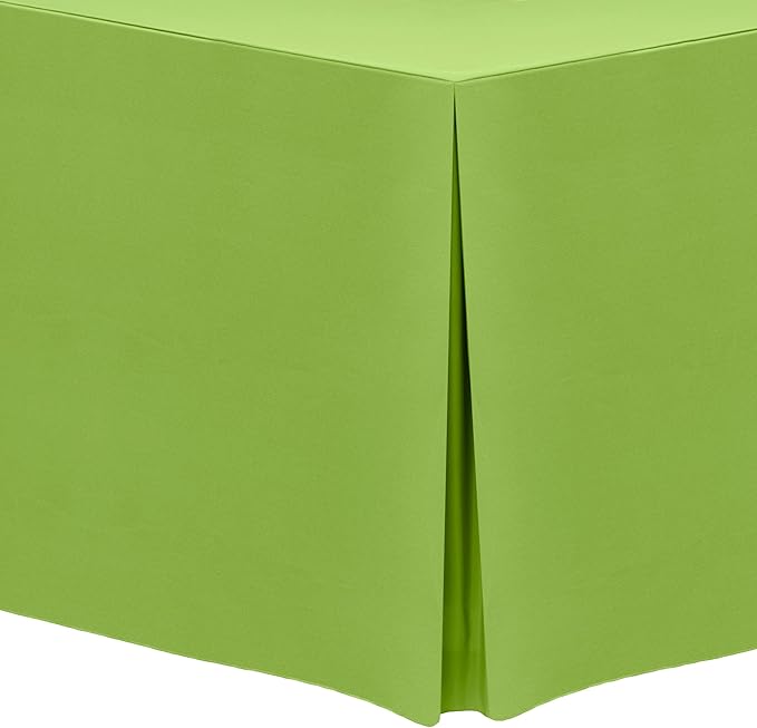 Ultimate Textile -5 Pack- 5 ft. Fitted Polyester Tablecloth - Fits 30 x 60-Inch Banquet and Folding Rectangular Tables - 42" H, Lime Green