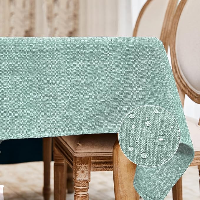 BALCONY & FALCON Rectangle Tablecloth Washable Wrinkle Resistant and Water Proof Table Cloth Decorative Linen Fabric Tablecloths for Dining Parties Kitchen Wedding Outdoor Use (Celadon Green, 57x85)