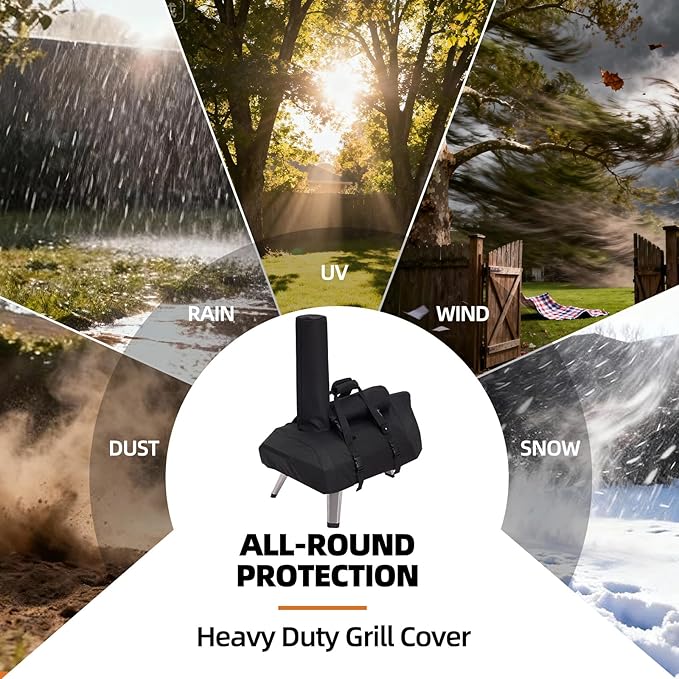 NOELIFE Waterproof Cover for Ooni Karu 2 and Karu 12G Pizza Oven, Outdoor Accessories for Ooni 12, Carry Cover with Seperate Chimney Bag, with Straps in the Bottom for Fixation (Oven Not Included)
