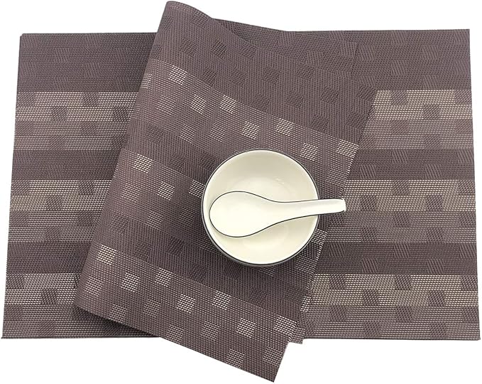 Gugrida Red Placemats 6pcs Placemats PVC Table Mats Woven Vinyl Placemats