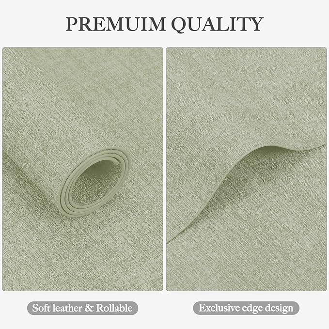 Faux Leather Heat Resistant Placemats Set of 8 – Waterproof Oilproof Wipeable Dining PU Vinyl Place Mat Easy Clean Table Mats for Kitchen/Dining/Party/Holiday, Grass Green