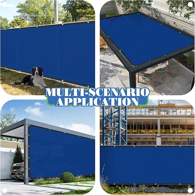 ECOOPTS 4'x100' Privacy Fence Screen Windscreen with Copper Grommets, Fit for Commercial Fence and Residential Garden Outdoor 90% UV Blockage, Cable Zip Ties Included (Blue)