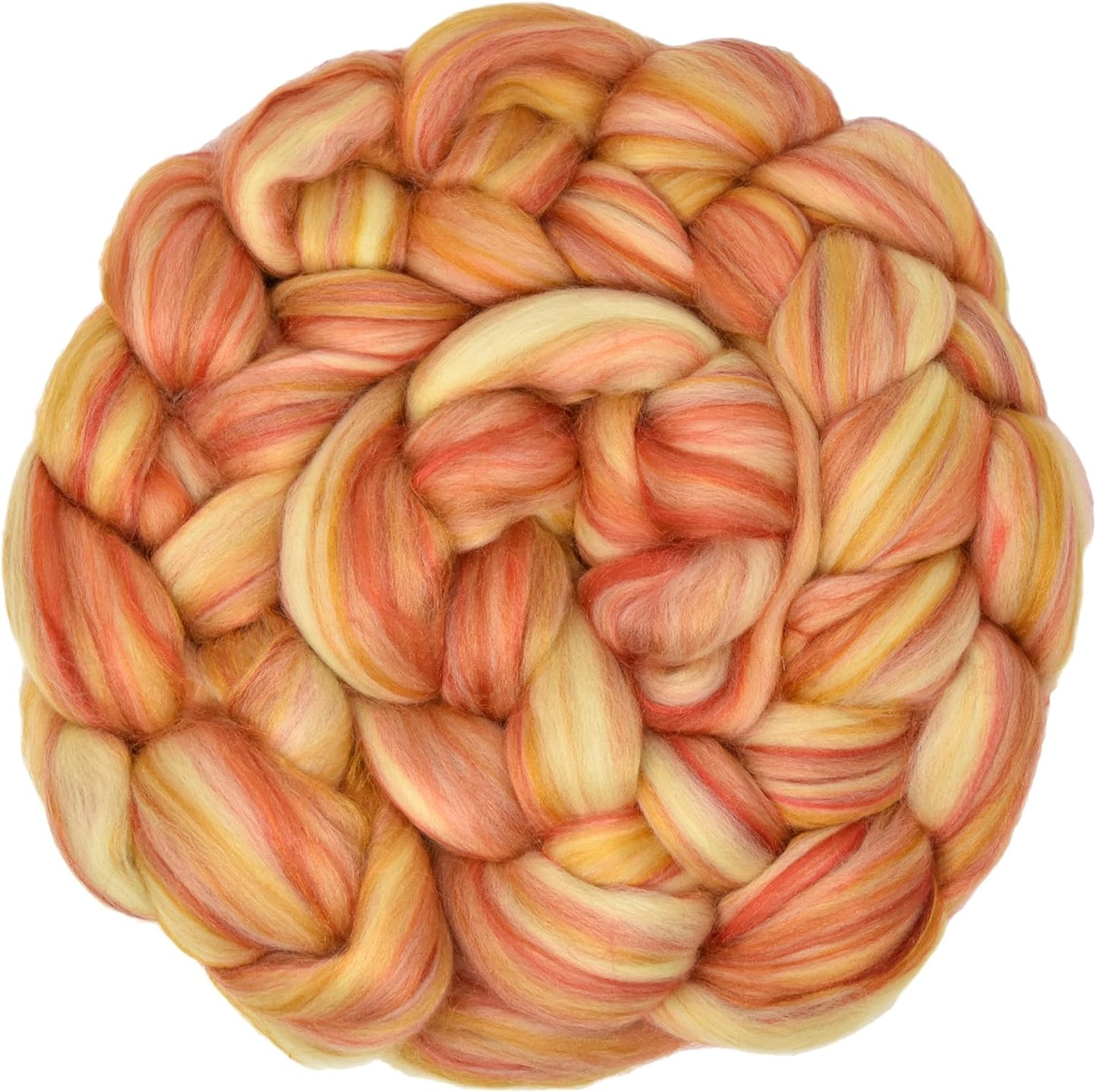 Merino Silk Luxe Tonal Designer Blend. Superfine Merino, Mulberry Silk, Tussah Silk. Top Roving for Spinning or Felting. Golden Flame 4oz