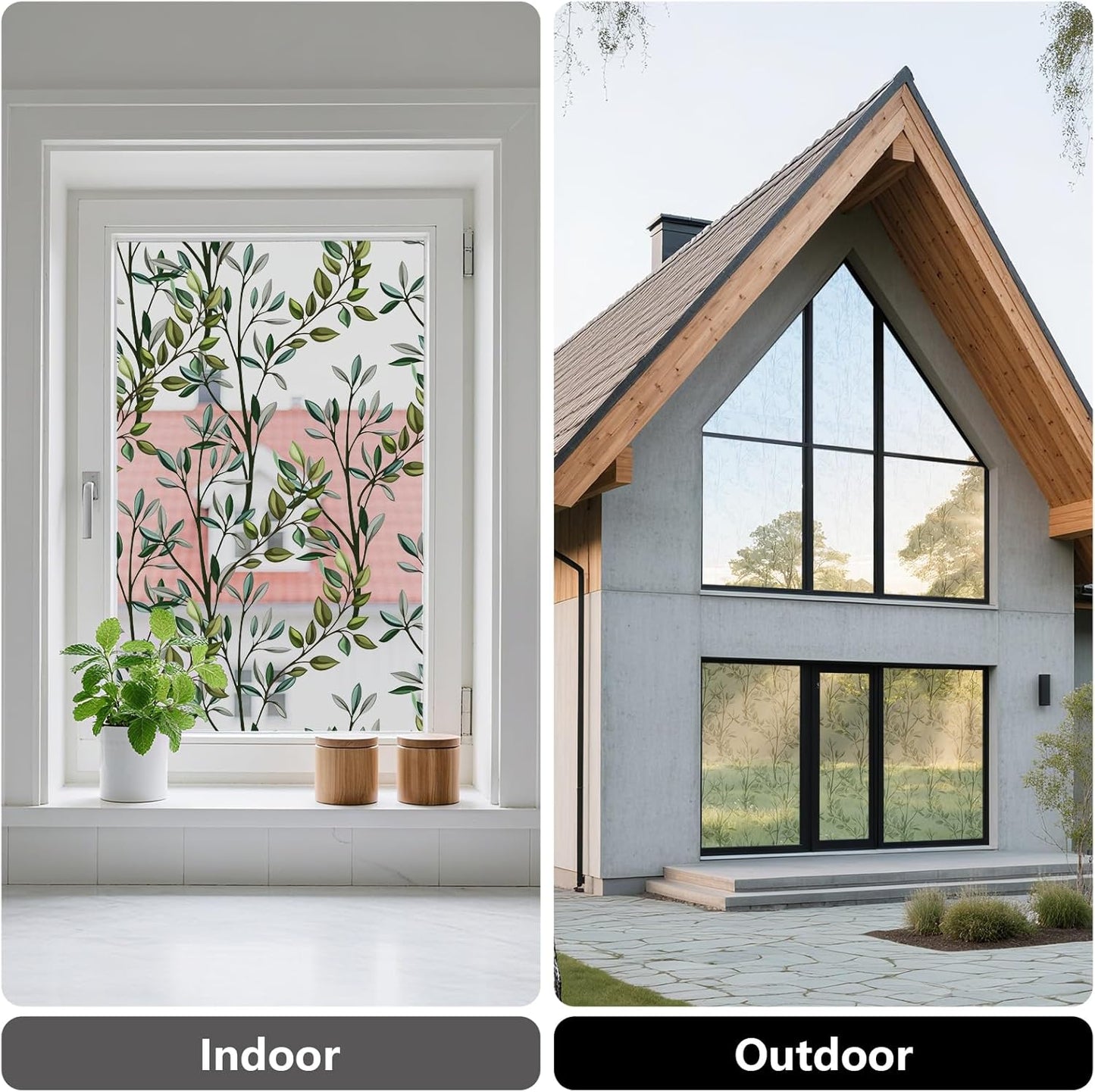 NINETREX One Way Window Privacy Film, Daytime Privacy Static Cling Sun Blocking Anti UV Reflective Window Tint for Home and Office 35.4 x 157.4 inches, Silver Leaf