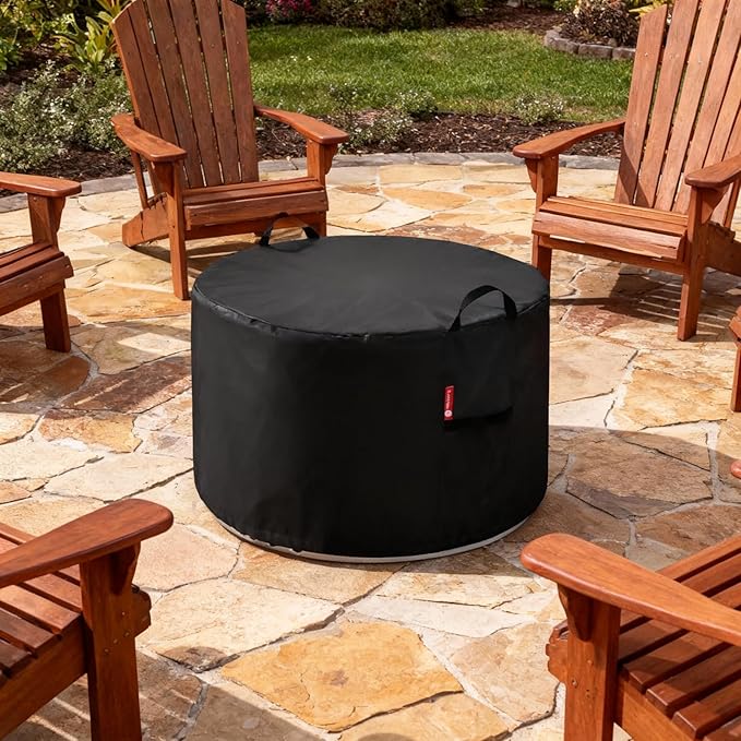 SheeChung Fire Pit Cover for Solo Stove Yukon 27",Outdoor Smokeless Round Firepit Covers,Waterproof 600D Tear Resistant,Air Vents,Weather Resistant-Fit for 24"-28" Gas/Table /Bowl Fire Pits,28"Dx18"H