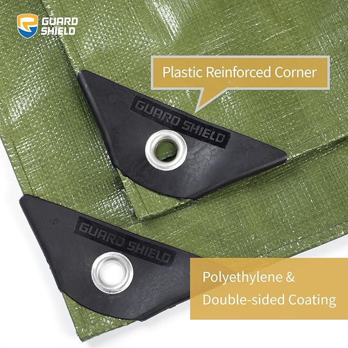 GUARD SHIELD Heavy Duty Tarp 6x8 Feet Green Multi Purpose Thick Waterproof Poly Tarp Cover 10mil