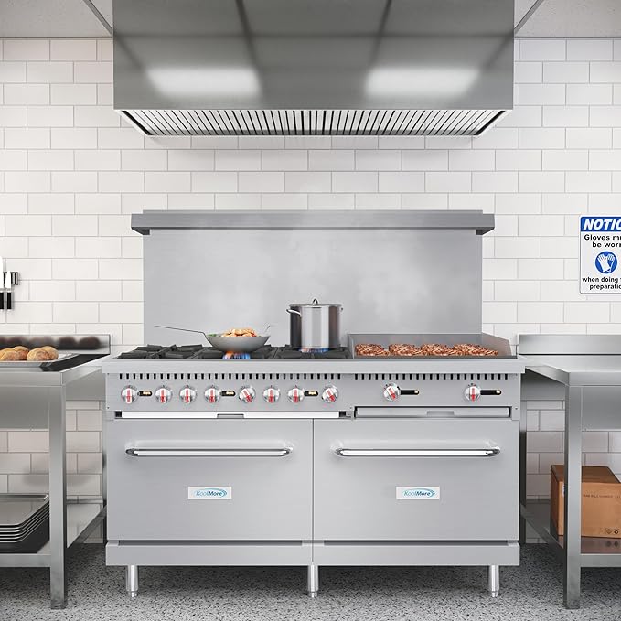 KoolMore 60 in. 6 Burner Commercial Natural Gas Range with 24 in. Griddle (KM-CRG60-NG)