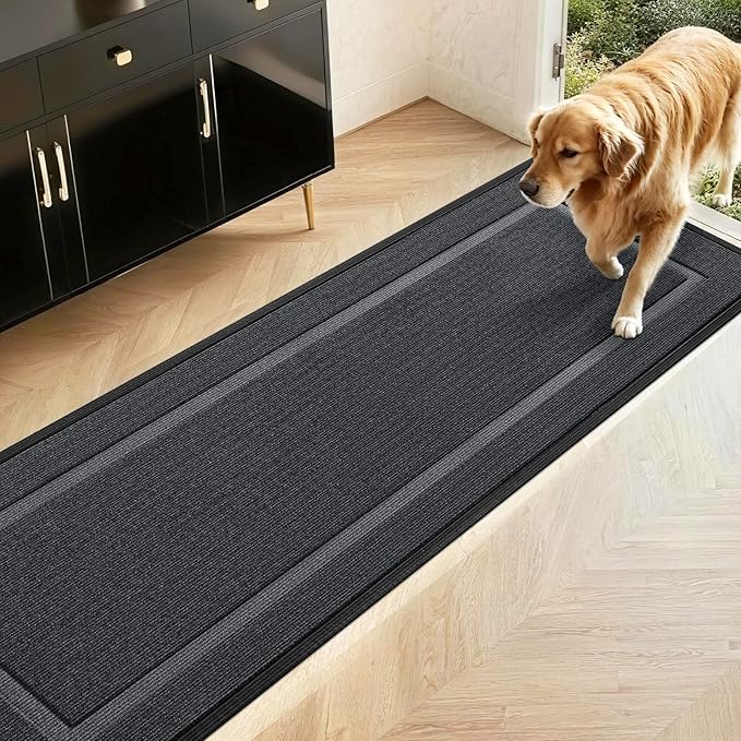 Extra Large Front Door Mat Outside Entrance Indoor Doormat, 71" x 24" Outdoor Mats For Patio Waterproof, Outdoor Door Mats For Outside Entry, Indoor Rugs for Entryway, Sturdy Natural Rubber, Drak Gray