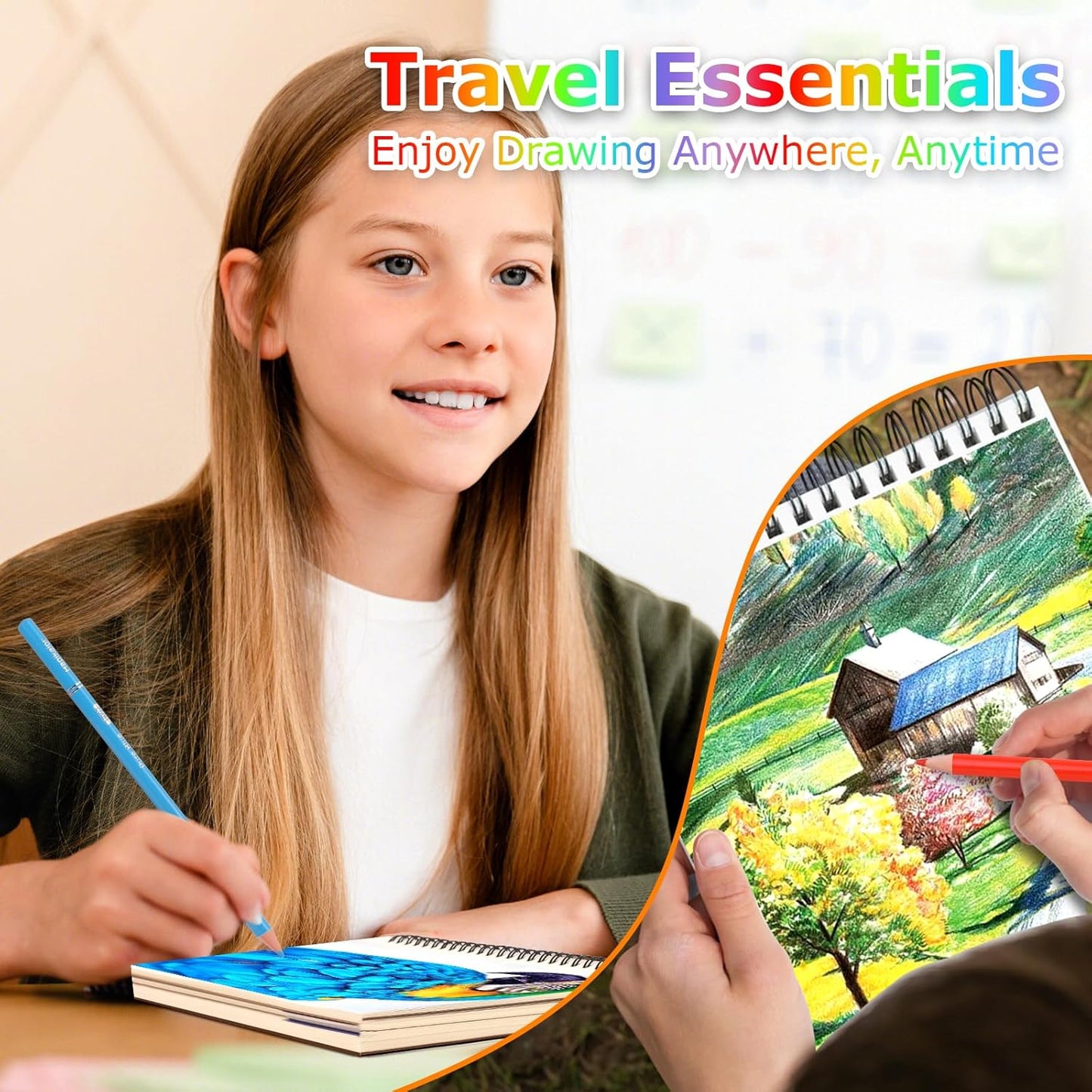 9" x 12" Sketch Book, 2-Pack 50 Sheets Spiral Bound Art Sketchbook, Acid Free Artist Drawing Book Paper, Art Supplies for Adults Kids, Craft Activities, Sketch Paper for Drawing Coloring Sketching