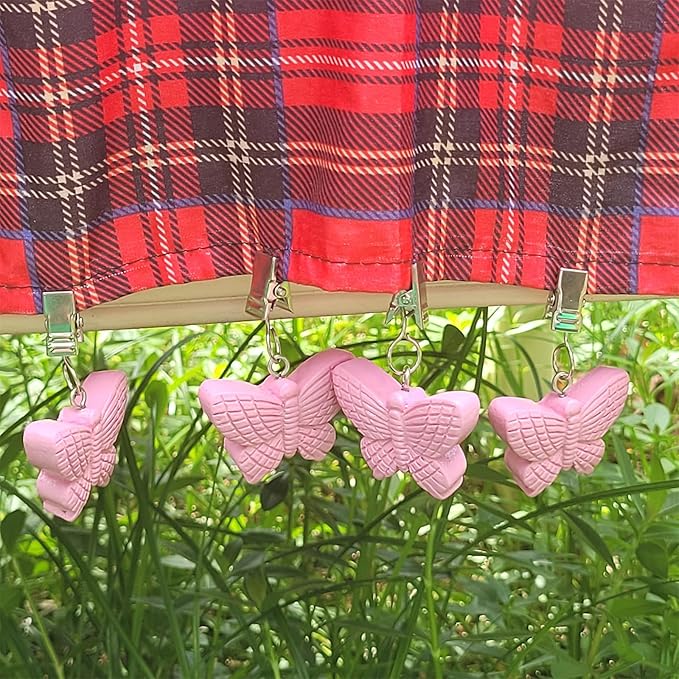 TwoFish Home Set of 4 Pink Butterfly Tablecloth Weights Clips Pink Butterfly Handicraft Tablecloth Clamps Pack of 4