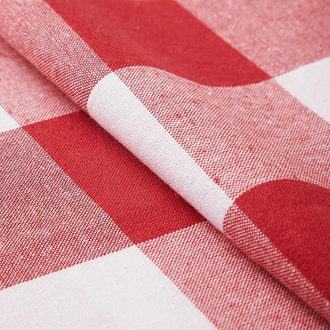 Encasa XO Cotton Dining Table Runner | Buffalo Red Checks | Size 13x72 in - Machine Washable & Durable