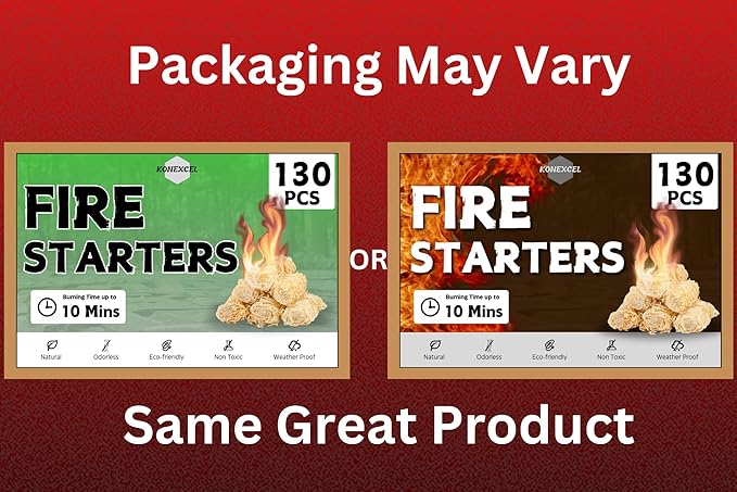 130 pcs Large Fire Starters, Natural Fire Starter for Campfires, Firestarters for Grill & Chimney Charcoal Starter. Firestarter Fireplace, Grilling, BBQ, Pellet Stove, Wood, Fire Pit, Smoker