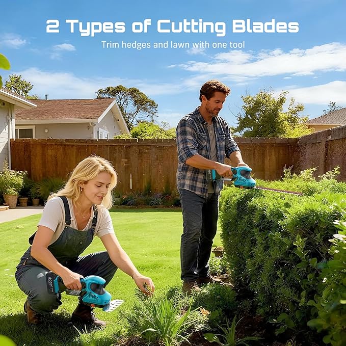 SEESII Electric Chainsaw Trimmer Pruner: 3-in-1 Cordless Chainsaw, Hedge Trimmer, Pruning Shears with 2× Rechargeable 4000mAh Batteries, Garden Tool Kit for Tree Trimming and Branch Cutting