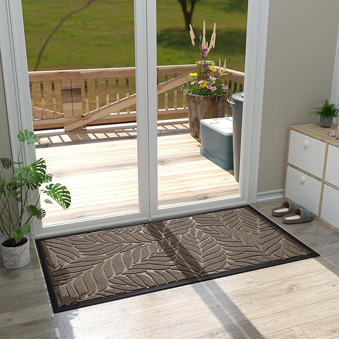 Yimobra 47x24 Large Door Mat Outdoor Indoor, All-Season Waterproof Door Mat Outside Entrance, All-Weather Non-Slip Outside Doormat for Garage Patio Entryway, Brown