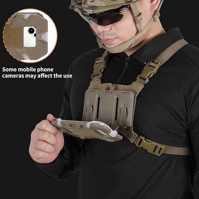 Tactical Molle Phone Holder for Plate Carrier Vest, Quick Release & Adjustable Phone Mount, Compatible with 4.7-6.7 inch Smart Phones, Durable Tactical Accessories for Outdoor Enthusiasts