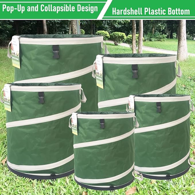 16 Gallon and 24 Gallon Collapsible Trash Can Solid Bottom for Pop-Up Trash Can,Recycling Bin,RV Camping Waste Bin,Laundry Hamper,Yard Waste Bag,Garden Debris Bag,Lawn Grass,Yard Weeds Bags,Leaf Bags