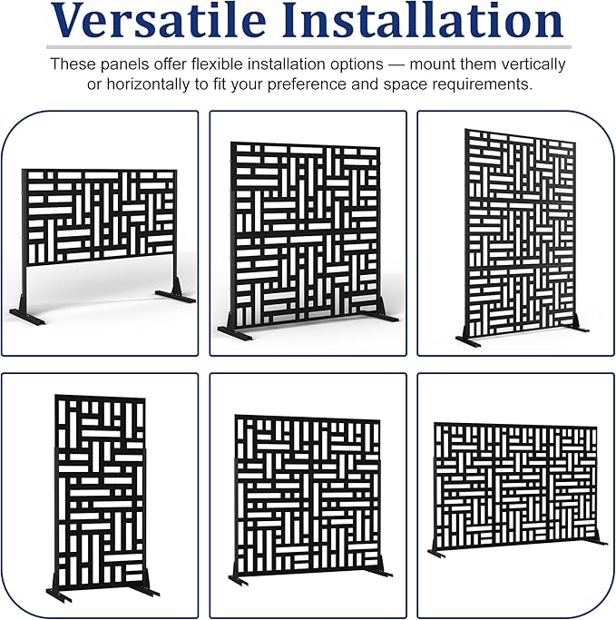 Outdoor Privacy Screen,72" H×47" W Metal Privacy Screen, Freestanding Privacy Fence Panels for Patio