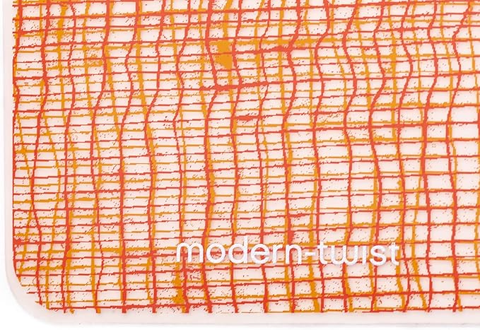 modern-twist 14 x 16 Silicone Placemat, BPA, PVC-Free Table Mat, Dishwasher Safe, Linen Print in Tangerine, Pack of 1