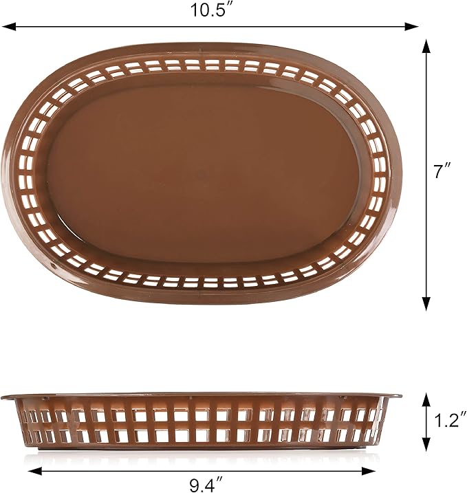 New Star Foodservice 44003 Fast Food Baskets, 10.5 x 7 Inch, Set of 12, Brown
