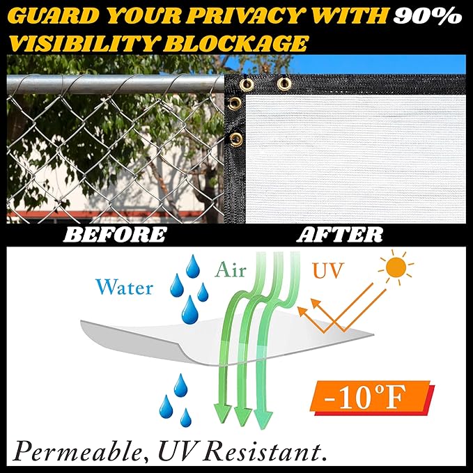 Royal Shade Custom Size 4' x 5' White Fence Privacy Screen Windscreen Cover Netting Mesh Fabric Cloth - Cable Zip Ties Included (We Make Custom Size)